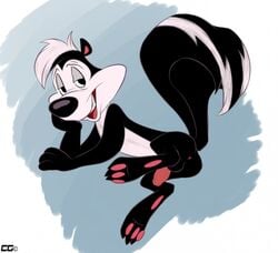 1boy anthro anus ass crazedg hindpaw looney_tunes male male_only mammal paws penis pepe_le_pew skunk smooth_fur solo warner_brothers