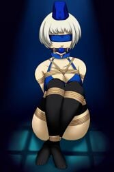 2d 2d_(artwork) 2d_artwork bondage bondage bound bound_arms bound_legs crossed_legs dankestofdans elizabeth_(persona) human humanoid light-skinned_female light_skin on_ass persona persona_3 rope rope_between_breasts rope_bondage submissive submissive_female thick_thighs thighs white_hair