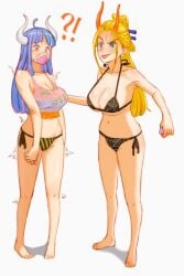 2girls ?! adult_female ahoge antenna_hair bare_armpits bare_arms bare_belly bare_calves bare_chest bare_hands bare_hips bare_knees bare_legs bare_midriff bare_navel bare_shoulders bare_skin bare_soles bare_thighs bare_toes barefoot belly belly_button bikini bikini_bottom bikini_only bikini_top black_maria blonde_eyebrows blonde_female blonde_hair blonde_hair blonde_hair_female blue_hair blue_hair_female breasts busty busty_female busty_girl calves cleavage collarbone exposed_arms exposed_belly exposed_hips exposed_legs exposed_navel exposed_shoulders exposed_skin exposed_thighs exposed_toes feet female female_focus female_only fingers frown frown_eyebrows frowning full_body futz_11 groin halterneck high_resolution highres horn horns hourglass_figure knees large_breasts lean_figure legs long_hair looking_at_viewer mature mature_female multiple_females multiple_girls narrow_waist navel one_piece pink_eyes pink_eyes_female pink_hair pink_hair_female red_horn red_horns shoulders side-tie_bikini simple_background slender_body slender_waist slim_waist solo standing string_bikini swimsuit swimwear thighs toes ulti_(one_piece) white_background wide_hips