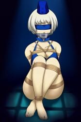 2d 2d_(artwork) 2d_artwork bondage bondage bound bound_arms bound_legs crossed_legs dankestofdans elizabeth_(persona) human humanoid light-skinned_female light_skin on_ass persona persona_3 rope rope_between_breasts rope_bondage submissive submissive_female thick_thighs thighs white_hair