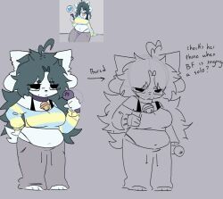 1girls breasts collar crop_top female female_only glasses scentedpocky slightly_chubby solo tagme temmie temmie_(undertale) thighs undertale undertale_(series) white_body white_fur