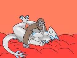 anthro anthro_on_anthro anthro_penetrated anthro_penetrating anthro_penetrating_anthro ape big_breasts bodily_fluids breasts brown_body brown_fur claws curvy curvy_figure duo erect_nipples erection female female_on_bottom female_penetrated genital_fluids genitals godzilla_(series) godzilla_x_kong:_the_new_empire holding_head huge_breasts interspecies kaiju king_kong male male/female male_on_top male_penetrating male_penetrating_female mammal missionary missionary_position monsterverse primate reptile scalie sex shimo_(kaiju) spikes_(anatomy) straight white_body white_scales