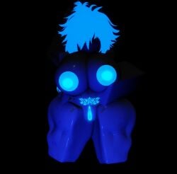 blue_hair female glowing glowing_genitalia glowing_nipples glowing_tattoo looking_at_viewer markings roblox