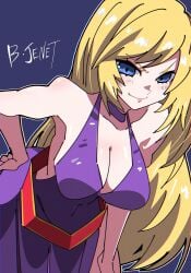 1girls artist_request belt bending_forward bent_forward big_breasts blonde_hair blue_eyes bonne_jenet breasts cleavage clothed clothed_female dress female hand_on_hip hanging_breasts king_of_fighters light-skinned_female light_skin long_dress long_hair looking_at_viewer necklace pale_skin pirate pov pov_eye_contact purple_dress seducing seductive seductive_eyes seductive_look seductive_pose smile thick unknown_artist wide_hips yaki_usagi