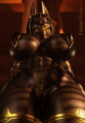 1girls 3d anthro anubis anubis_(bom39) big_breasts black_body black_hair breasts busty egyptian_mythology female female_only floppyhuman goddess huge_breasts large_breasts looking_at_viewer looking_down pasties png pussy solo thick_thighs wide_hips