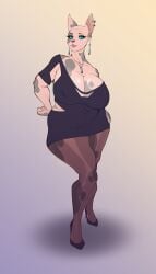 1female 1girls 1woman anthro anthro_only blue_eyes chubby chubby_anthro chubby_belly chubby_female cleavage def4lt dress female furry high_heels jewelry mature mature_anthro mature_female mature_woman milf mother only_female original original_character pantyhose piercing solo solo_female solo_focus sphynx_(cat) thick thick_ass thick_thighs voluptuous voluptuous_female wide_hips