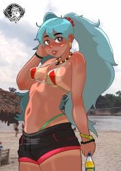 1girls 2d alternate_version_available asian_latina bikini inca_kola peruvian_female peruvian_flag_bikini peruvian_miku sfw sfw_version uncensored_version_available vocaloid