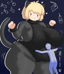 1boy 1girls ahoge alternative_costume alternative_outfit animal_ears arcueid_brunestud arcueid_brunestud_(monster_cat) bbw belly big_belly big_tummy bigger_female blonde_hair cat_ears cat_tail closed_eyes color costume doll doll_girl fat_woman female hips huge_belly huge_breasts hugging imstupid13 kagetsu_tohya larger_female leotard melty_blood mob_face pantyhose paw_pose plump plushie plushie-like plushification plushophilia posing short_hair simple_background size_difference smaller_male smaller_male_larger_female solo squishy tail taller_girl thick tsukihime tsukihime_(remake) tummy type-moon vampire vampire_girl