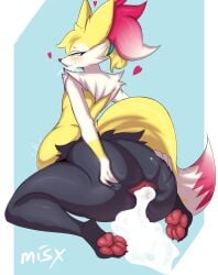 anthro anus ass balls big_butt blush bodily_fluids braixen cum cum_from_ass cum_from_mouth cum_in_ass cum_in_mouth cum_inside femboy generation_6_pokemon genital_fluids genitals green_eyes grey_(dgbraixen) heart_symbol hi_res huge_butt inflation inflation kneeling looking_pleasured male misx nintendo pawpads pokemon pokemon_(species) simple_background solo spread_anus spread_butt spreading tail