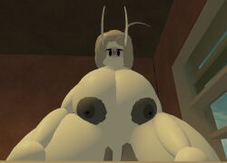 1boy1girl 3d ahoge bedroom face_blush goofylookin grey_areola grey_blush grey_fur horns horny_female large_breasts liao_(goofy_lookin) looking_at_viewer pov_eye_contact roblox self_upload source_request straddling_lap thick_thighs thin_arms white_skin window y/n