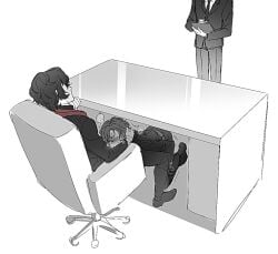 2boy 2boys blowjob blush blushing blushing_profusely bungo_stray_dogs chuuya_nakahara dazai_osamu male male/male male_only oral oral_penetration oral_sex soukoku stealth_sex sucking sucking_penis tagme under_table under_the_table