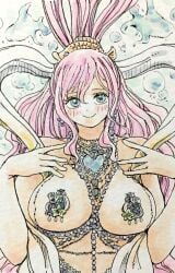 breasts female female_only large_breasts one_piece pasties pink_hair puipui shirahoshi tagme