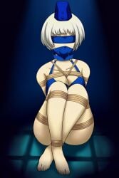 2d 2d_(artwork) 2d_artwork bondage bondage bound bound_arms bound_legs crossed_legs dankestofdans elizabeth_(persona) human humanoid light-skinned_female light_skin on_ass persona persona_3 rope rope_between_breasts rope_bondage submissive submissive_female thick_thighs thighs white_hair