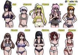 10girls babydoll black_hair black_underwear blonde_hair brown_hair date_a_live date_a_live:_mayuri_judgement date_a_live:_ren_dystopia gray_underwear hoshimiya_asahi itsuka_haruko light-skinned_female light_skin long_hair mayuri_(date_a_live) minowa_kozue multiple_girls orange_hair pijama pink_hair pluchearts purple_hair purple_underwear red_hair red_underwear ren_(date_a_live) shiizaki_hinako short_hair sonogami_rio sports_bra sportswear takajo_hiroki tobiichi_origami white_hair white_underwear yamai_kaguya yellow_underwear