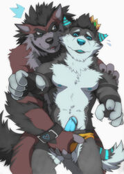 aluminemsiren anthro biceps big_muscles blue_eyes canine fur furry husky male male_only mammal muscles pecs penis teeth uncensored