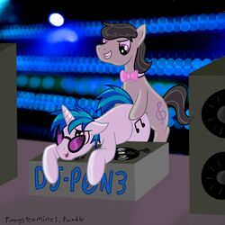 bent_over blue_hair bow_tie concerto_(mlp) cutie_mark earth_pony equine eyewear feral friendship_is_magic fur furry furry_only ginger-dilettante glasses hair horn horse male male_only mammal multicolored_hair multiple_males my_little_pony no_humans octavia_melody open_mouth pony rave record_scrape_(mlp) rule_63 two_tone_hair unicorn vinyl_scratch_(mlp) white_fur yaoi