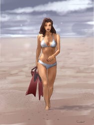 1girls asami_sato avatar_legends beach bikini black_hair bracelet cleavage darren_geers female female_only green_eyes human long_hair small_breasts smile smooth_skin solo standing swimsuit the_legend_of_korra