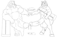 anthro arzel balls bear big_balls big_penis brubearbrown equine erection fist_bump furry furry_only growth humanoid_penis hyper hyper_balls hyper_penis male male_only mammal multiple_males nude penis precum pump uncut yaoi