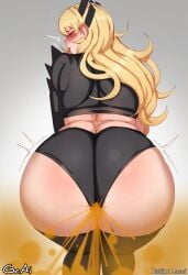 ai ai_generated ass ass ass_focus ass_up big_ass big_butt black_clothing blonde_female blonde_hair blonde_hair blonde_hair_female booty_shorts fart fart_cloud fart_fetish farting female female_only femboy fetish gcai horns ia illyana_rasputin lazei_ai lazei_style magik_(illyana_rasputin) x-men