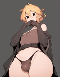 1femboy ai_generated apple_butt ass big_ass black_eyes black_panties blonde_hair blonde_hair bubble_ass bubble_butt bulge cock crossdressing crossdressing_male curvy dick femboy flaccid girly gloves hand_on_mouth hands_on_mouth high_resolution highres ladyboy looking_at_viewer looking_down male_focus original original_character panties penis robe round_ass round_butt seductive sissy tagme thick_ass thick_thighs thighhighs thighs tomgirl trap winizzza