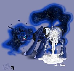 2014 alicorn anus ass blackmorass blue_eyes blue_fur blush cum cum_in_ass cum_in_pussy cum_inside cutie_mark equine excessive_cum eyelashes female feral friendship_is_magic fur hair half-closed_eyes horn licking licking_lips mammal my_little_pony plain_background princess_luna_(mlp) solo tongue wings