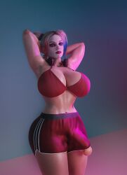 3d bulge dc dc_comics futanari harley_quinn jinushi_san penis solo