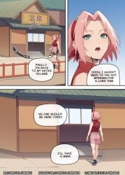 1girls 2024 abs ai_assisted big_breasts comic detailed doujinshi english_text hi_res hot_spring illumaru manga naruto naruto_(series) naruto_shippuden sakura_haruno stable_diffusion text webcomic