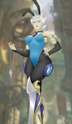 bunnysuit camille_ferros cyborg female league_of_legends riot_games shadrysea thick_thighs video_games