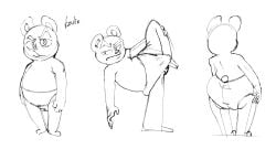 1male adultpartypunch azulin_(unicorn_wars) high_waisted_bottomwear large_butt living_plushie monobutt plushie plushophilia reference_image reference_sheet sketch sketch_page solo solo_focus tighty_whities unfinished unicorn_wars