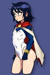 1boy black_hair broth_nsfw bulge cape cosplay dc_comics highleg_leotard leotard male male_focus male_only power_girl superhero tagme