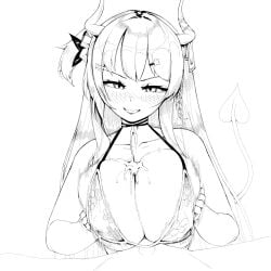 big_breasts big_penis bikini bikini_top black_and_white blush braid cum cum_on_breasts cumming demon_girl demon_horns demon_tail female female_focus fuck_me_eyes hair_ornament horns ikumi_nasai indie_virtual_youtuber long_hair paizuri sedua_weynn semen semen_on_breasts sketch smile smiling succubus_horns succubus_tail tail titjob virtual_youtuber vtuber vtuberfanart