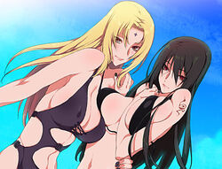 2girls breasts cleavage erect_nipples large_breasts multiple_girls naruto rule_63 tsunade uchiha_itachi zokenwatarushi