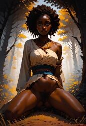 1girls african african_female ai_generated dark-skinned_female jokerofhearts legs_apart legs_spread solo spread_legs