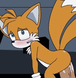 anal blue_eyes furry gay gay_sex human on_top sega smaller_male sonic_(series) sonic_the_hedgehog_(series) spanky15 tails yellow_body