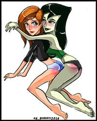 aroberts disney female female_only human kim_possible kimberly_ann_possible kneeling medium_breasts multiple_females no_pants panties shego tagme yuri