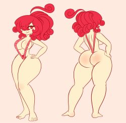 big_ass confident female female_only front_and_back harmony_(limbros) limbros ponytail practically_nude pubic_hair red_hair sling_bikini