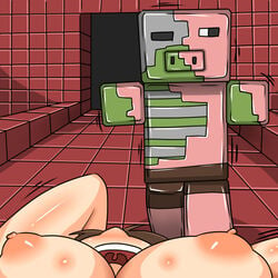 breasts character commission dr.bug female human large_breasts male mammal minecraft minecraft_mob mob nether open_mouth pov stella_(femsteve) steve_(dr.bug) tagme zombie_pigman