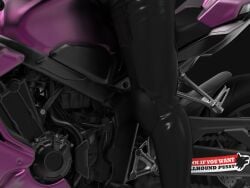 1girls 3d anthro bambookat black_background claws female furry hair hellhound helluva_boss latex_bodysuit loona_(helluva_boss) motorbike paws tagme video white_fur