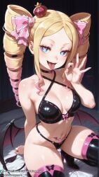 1girls ai_generated beatrice_(re:zero) bikini bikini_bottom bikini_top blonde_hair blowjob_gesture blue_eyes breasts clothed clothed_female curvy curvy_body curvy_female demon demon_girl demon_tail dreamyan_ai fellatio_gesture female female_focus female_only hi_res high_quality high_resolution highres latex looking_at_viewer medium_breasts open_mouth re:zero_kara_hajimeru_isekai_seikatsu seductive seductive_eyes seductive_look seductive_mouth seductive_pose seductive_smile smile smiling solo solo_female solo_focus succubus tail thick_ass thick_thighs thighs tongue tongue_out twin_drills twintails uncensored wings