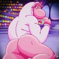 inside_out fabfelipe embarrassment_(inside_out) 2024 dated inside_out_2 3d_background ass 1boy solo pink_body gay yaoi disney pixar pink_hair big_nose male male_only