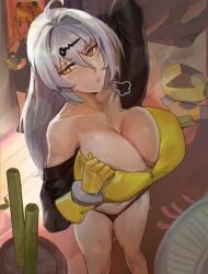 2026 big_breasts cleavage female female_only hoyoverse huge_breasts tagme uwadori white_hair yixuan_(zenless_zone_zero) zenless_zone_zero