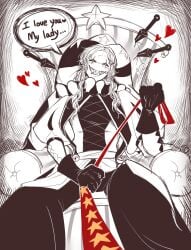 dominant_male grinning_at_partner grinning_at_viewer hedybd11 leash_pull leashed_collar leashed_pov pierrot_(the_freak_circus) self_insert the_freak_circus