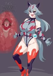blush gloves heels kamen_rider kamen_rider_zeztz_(series) leotard long_socks monster_girl nem_(kamen_rider_zeztz) otokam1117 socks tagme tail thighs tokusatsu wolf_ears wolf_girl