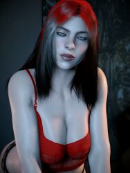 1girls 3d_(artwork) big_breasts big_lips billie_eilish breasts celebrity cleavage female female_only fuck_me_eyes pose solo teasing tits tongue