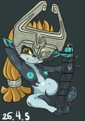 balls big_penis censored cute_fang futanari headgear headwear huge_cock imp imp_midna looking_at_viewer midna one_eye_obstructed penis plump pointy_ears potbelly precum precum_drip shortstack siran small_but_hung smug solo_futa the_legend_of_zelda twilight_princess veiny_penis