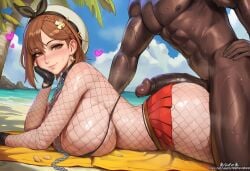 dark-skinned_male 1girl fishnets interracial 1boy breasts dark_skin bikini penis reisalin_stout swimsuit on_stomach hetero brown_hair lying hat brown_eyes gloves outdoors uncensored earrings beach jewelry heart smile sky fishnet_bodysuit chain large_penis bikini_top_only penis_on_ass white_headwear ass skirt large_breasts black_bikini sweat braid blush erection fishnet_pantyhose short_hair blue_sky looking_at_viewer ocean clothed_female_nude_male thighs patreon_username from_side thick_thighs tree muscular day imminent_penetration bodysuit veiny_penis hair_ornament star_earrings veins black_gloves fishnet_top atelier_(series) atelier_ryza 1girls ai_generated cheating cuckold erect_penis female huge_breasts huge_cock male muscular_male netoare ntr shiny_skin solo_focus sulfur666 sweaty alternate_breast_size curvy curvy_female curvy_figure female_focus massive_breasts