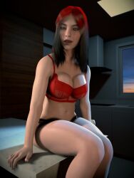 1girls 3d_(artwork) big_breasts big_lips billie_eilish breasts celebrity cleavage female female_only fuck_me_eyes pose solo teasing tits
