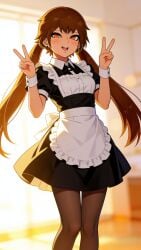 1girls absurd_res beelceteam beelceverse brown_hair darkraiteam esther_waifu esthersita female female_only gold_eyes guibelverse hi_res high_resolution looking_back looking_pleasured maid maid_outfit maid_uniform posing tagme twintails wide_hips youtube_hispanic