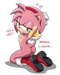 amy_rose bedroom_eyes boots dialogue english_text female female_focus female_only flat_chest flat_chested gif half-closed_eyes half_naked hands_behind_head heart posing sega self_upload shortstack simple_background sirsmol slim_waist solo solo_female sonic_(series) sonic_the_hedgehog_(series)