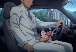 ai_generated anime_coloring stickyai mature_female wedding_dress wedding honeymoon ntr bbc blacked queen_of_spades curvy curvy_figure size_difference dark-skinned_male faceless_male accurate_art_style large_breasts thick_thighs thick_ass shinobu_kocho kochou_shinobu demon_slayer kimetsu_no_yaiba